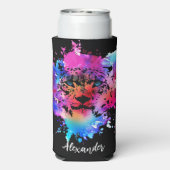 Gepersonaliseerde Waterverf Tijger Hoofd Seltzer Blikjeskoeler (Seltzer Achterkant)