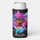 Gepersonaliseerde Waterverf Tijger Hoofd Seltzer Blikjeskoeler (Seltzer Voorkant)