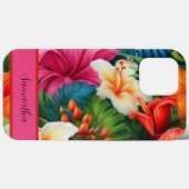 Gepersonaliseerde Waterverf tropische zomerbloemen Case-Mate iPhone Case (Achterkant (horizontaal))
