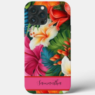 Gepersonaliseerde Waterverf tropische zomerbloemen Case-Mate iPhone Case