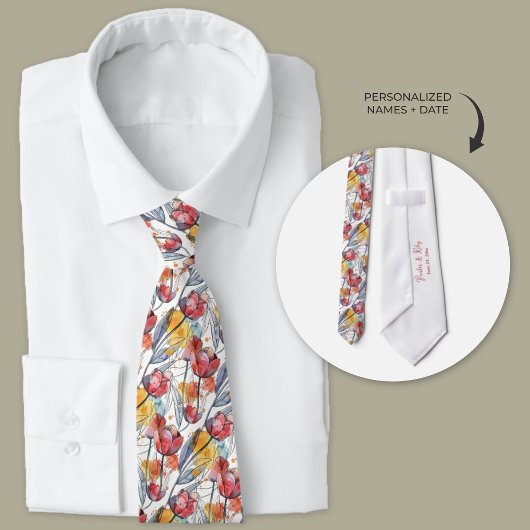 Gepersonaliseerde Waterverf tulp Stropdas