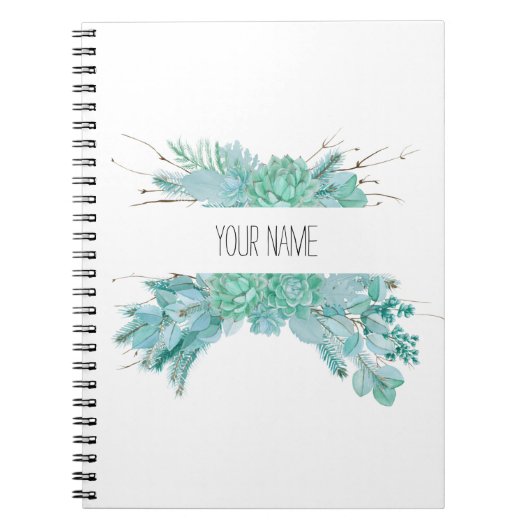 Gepersonaliseerde Waterverf vetplanten Notitieboek (Voorkant)
