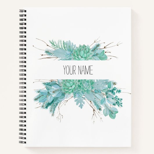 Gepersonaliseerde Waterverf vetplanten Notitieboek (Voorkant)