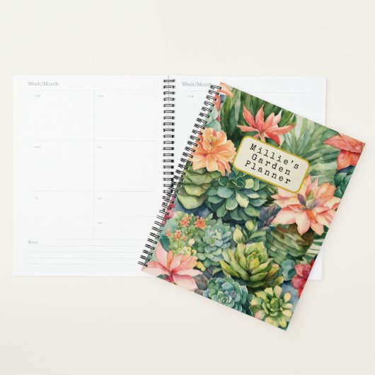 Gepersonaliseerde Waterverf vetplanten tuinplanner Planner (Display)