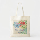 Gepersonaliseerde waterverf vlinder en rode roos tote bag (Voorkant)
