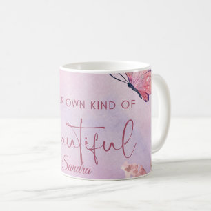 Gepersonaliseerde Waterverf Vlinders en Bloemen Koffiemok