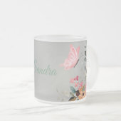 Gepersonaliseerde Waterverf Vlinders en Bloemen Matglas Koffiemok (Voorkant rechts)