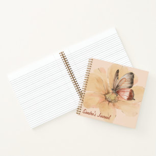 Gepersonaliseerde Waterverf Vlinders en Bloemen Notitieboek