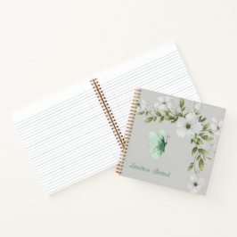 Gepersonaliseerde Waterverf Vlinders en Bloemen Notitieboek
