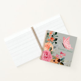 Gepersonaliseerde Waterverf Vlinders en Bloemen Notitieboek