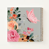 Gepersonaliseerde Waterverf Vlinders en Bloemen Notitieboek (Achterkant)
