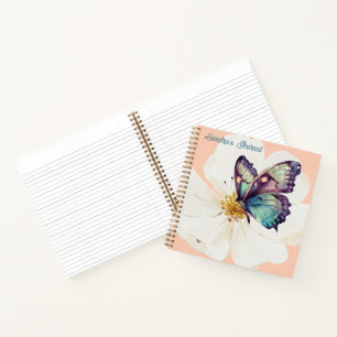 Gepersonaliseerde Waterverf Vlinders en Bloemen Notitieboek