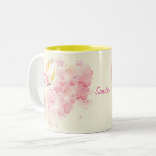 Gepersonaliseerde Waterverf Vlinders en Bloemen Tweekleurige Koffiemok