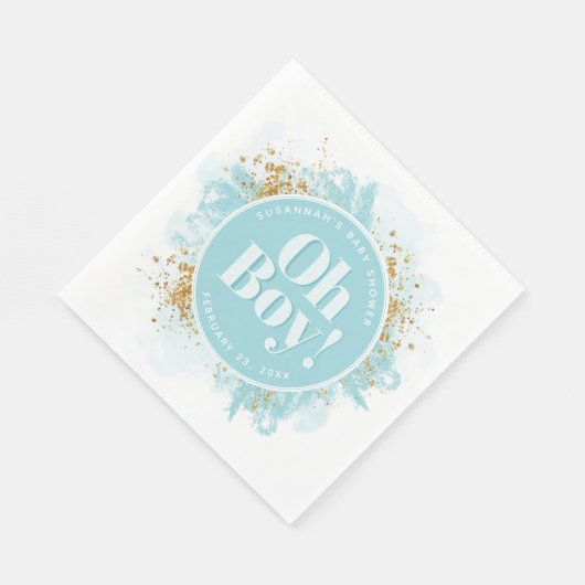 Gepersonaliseerde Waterverf voor Oh Boy Shower Gli Servet (Hoek)