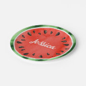 Gepersonaliseerde Waterverf Watermeloen Slice Roun Papieren Bordje (Gekanteld)