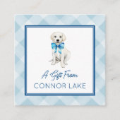 Gepersonaliseerde Waterverf White Lab Puppy Callin Informatiekaartje (Voorkant)