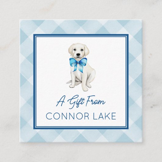 Gepersonaliseerde Waterverf White Lab Puppy Callin Informatiekaartje (Voorkant)