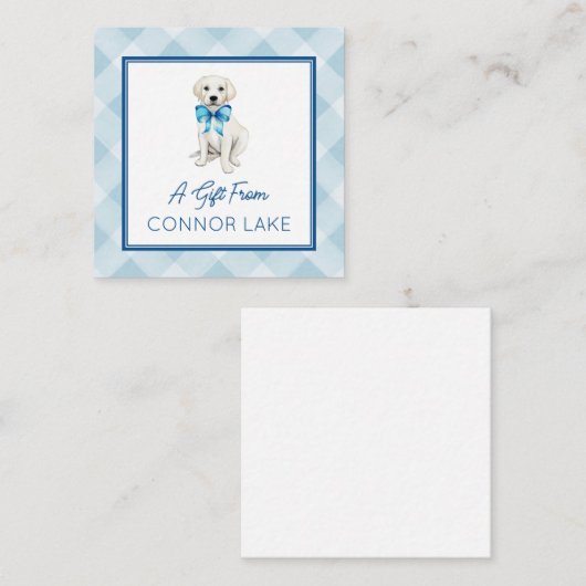 Gepersonaliseerde Waterverf White Lab Puppy Callin Informatiekaartje (Voorkant / Achterkant)