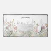 Gepersonaliseerde Waterverf Wildbloemen Bloemenwei Bureaumat (Keyboard & Muis)