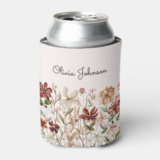 Gepersonaliseerde Waterverf  Wildflower Bloemen Blikjeskoeler (Blikje Voorkant)