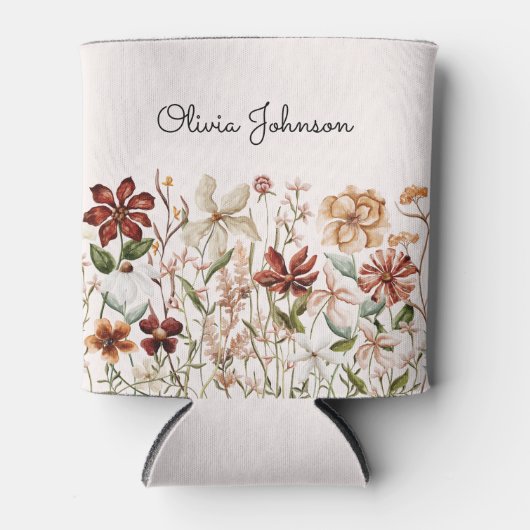 Gepersonaliseerde Waterverf Wildflower Bloemen Blikjeskoeler (Voorkant)