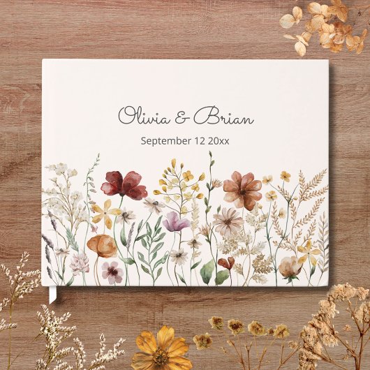 Gepersonaliseerde Waterverf Wildflower  Bloemen Gastenboek