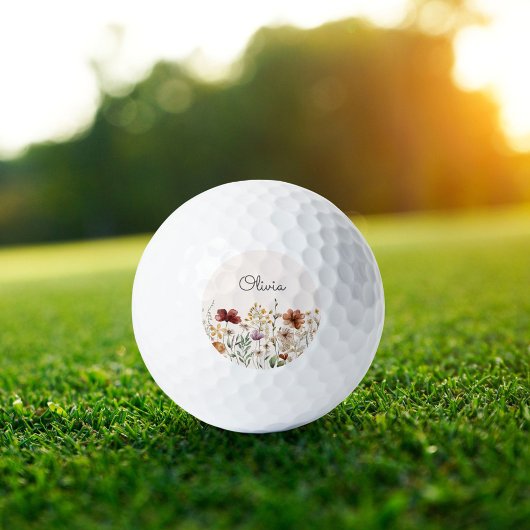Gepersonaliseerde Waterverf Wildflower  Bloemen Golfballen