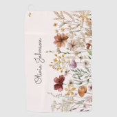 Gepersonaliseerde Waterverf Wildflower  Bloemen Golfhanddoek (Voorkant)