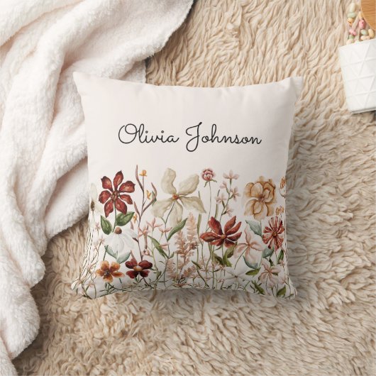 Gepersonaliseerde Waterverf Wildflower Bloemen Kussen (Deken)