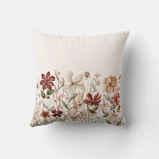 Gepersonaliseerde Waterverf Wildflower Bloemen Kussen (Achterkant)