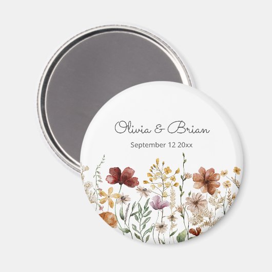 Gepersonaliseerde Waterverf Wildflower  Bloemen Magneet (Voorkant / Achterkant)