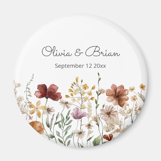 Gepersonaliseerde Waterverf Wildflower  Bloemen Magneet (Voorkant)