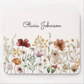 Gepersonaliseerde Waterverf Wildflower Bloemen Muismat (Voorkant)