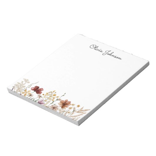 Gepersonaliseerde Waterverf Wildflower  Bloemen Notitieblok (Linkerzijde)