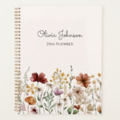 Gepersonaliseerde Waterverf  Wildflower Bloemen Planner (Voorkant)