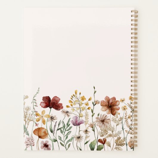 Gepersonaliseerde Waterverf  Wildflower Bloemen Planner (Achterkant)