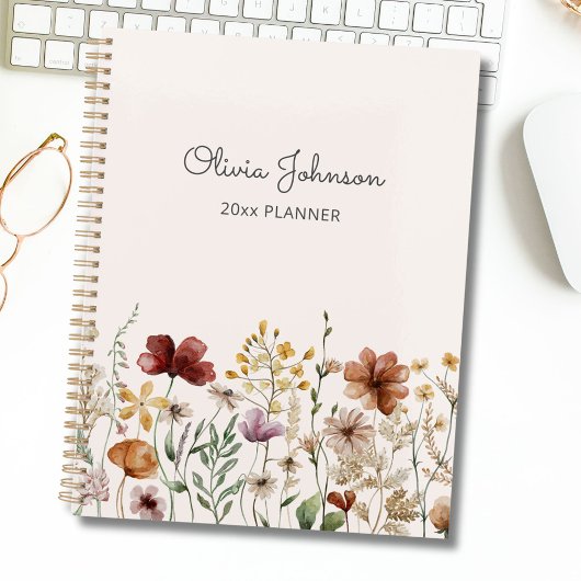 Gepersonaliseerde Waterverf  Wildflower Bloemen Planner