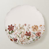 Gepersonaliseerde Waterverf  Wildflower Bloemen Rond Kussen (Achterkant)