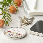 Gepersonaliseerde Waterverf Wildflower  Bloemen Sleutelhanger (Zijkant)