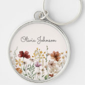 Gepersonaliseerde Waterverf Wildflower  Bloemen Sleutelhanger (Voorkant)