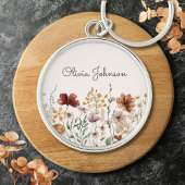 Gepersonaliseerde Waterverf Wildflower  Bloemen Sleutelhanger