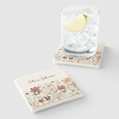 Gepersonaliseerde Waterverf  Wildflower Bloemen Stenen Onderzetter (Zijkant)