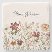 Gepersonaliseerde Waterverf  Wildflower Bloemen Stenen Onderzetter (Voorkant)