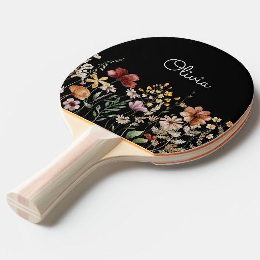 Gepersonaliseerde Waterverf Wildflower  Bloemen Tafeltennisbatje (Voorkant Gekanteld)