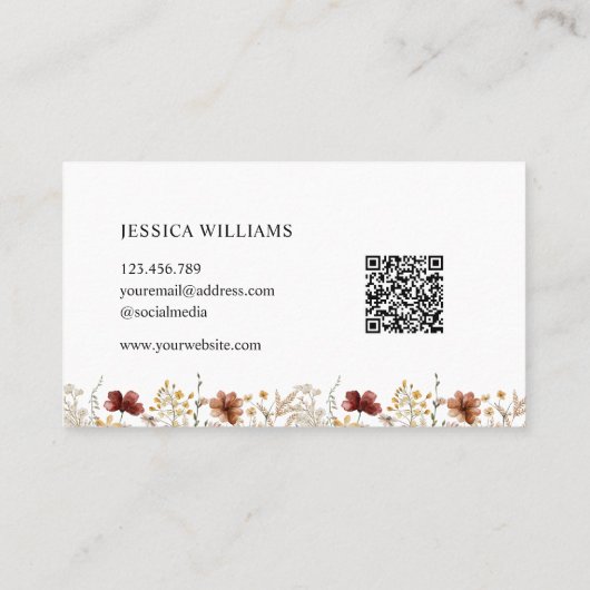 Gepersonaliseerde Waterverf Wildflower  Bloemen Visitekaartje (Achterkant)