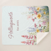 Gepersonaliseerde Waterverf Wildflower Field Sherpa Deken (Voorkant (horizontaal))