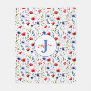 Gepersonaliseerde Waterverf Wildflower Fleece Deke Deken