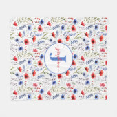 Gepersonaliseerde Waterverf Wildflower Fleece Deke Deken (Voorkant (Horizontaal))