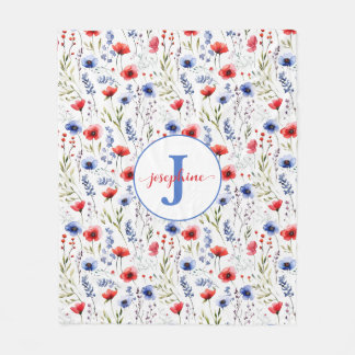 Gepersonaliseerde Waterverf Wildflower Fleece Deke Deken