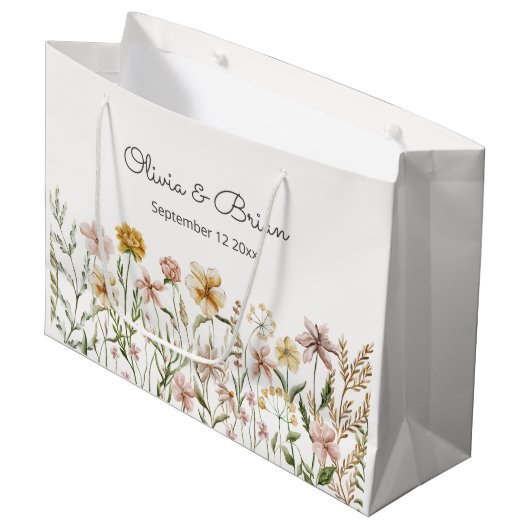 Gepersonaliseerde Waterverf Wildflower Meadow Flor Groot Cadeauzakje (Voorkant Gekanteld)